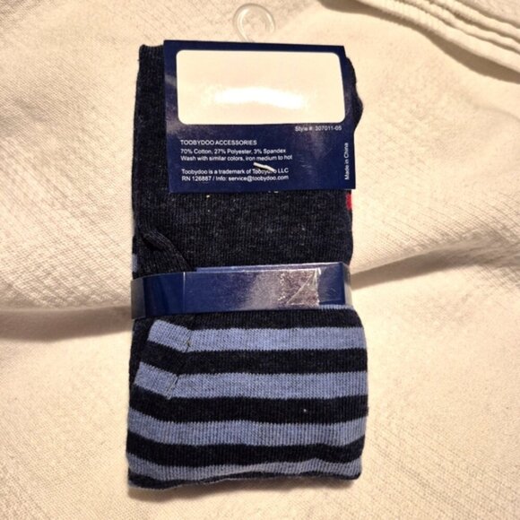 Tooby Doo girls footless sweater tights leggings 2 tone blue & red NEW - Picture 3 of 6